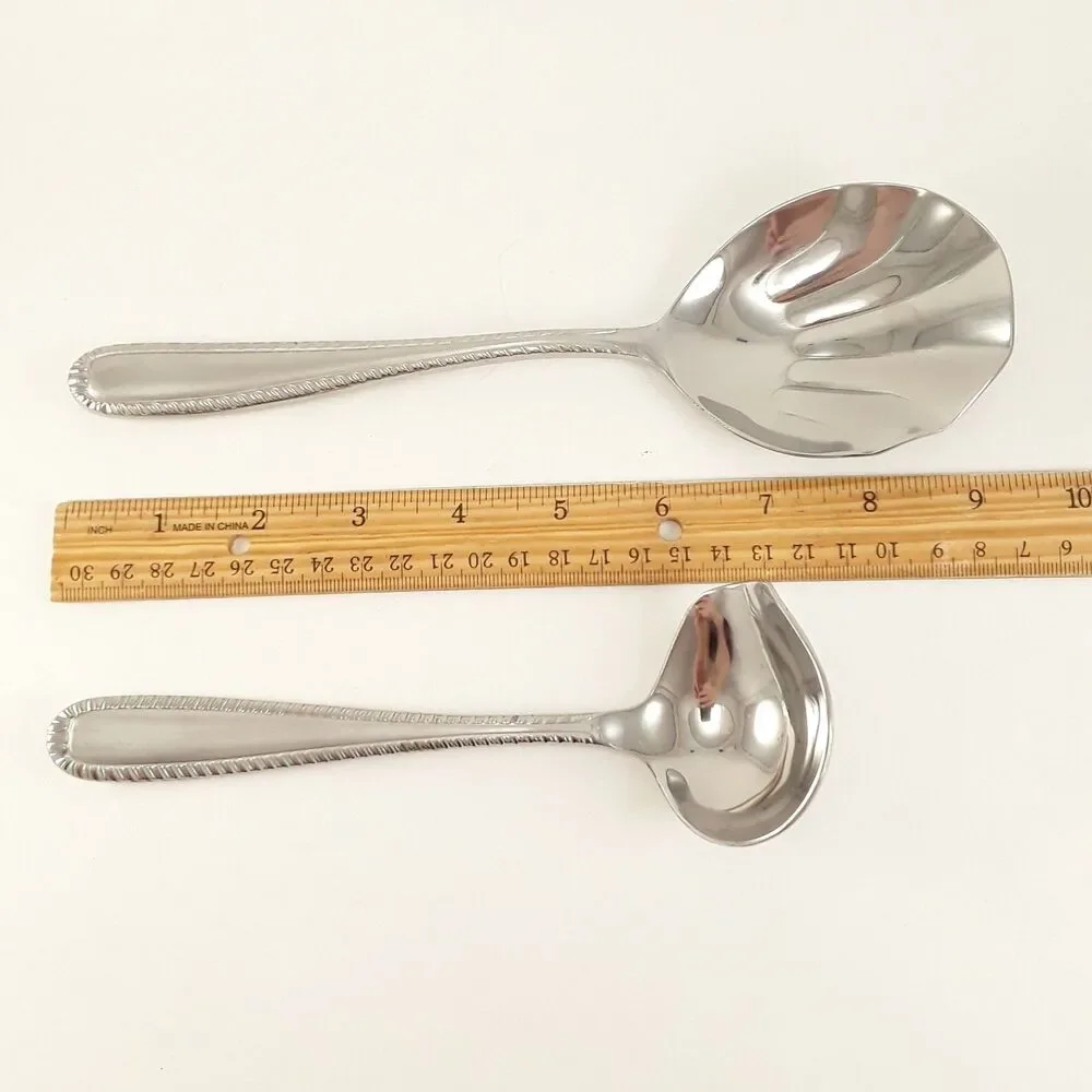 Gravy Ladle & Shell Serving Spoon, Savannah- Artisanware, Stainless Steel, scoop